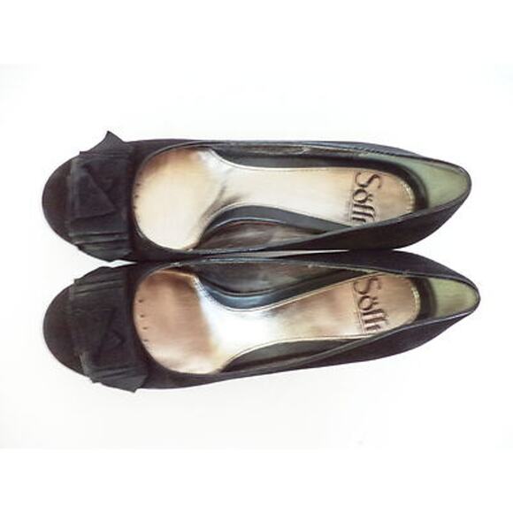 SOFFT US 6M BLACK NUBUCK LEATHER PUMP HEEL SHOE WITH STYLIZED BOW - Picture 8 of 9